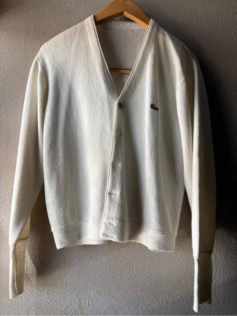 Lacoste Men's Cream Button V-Neck Cardigan